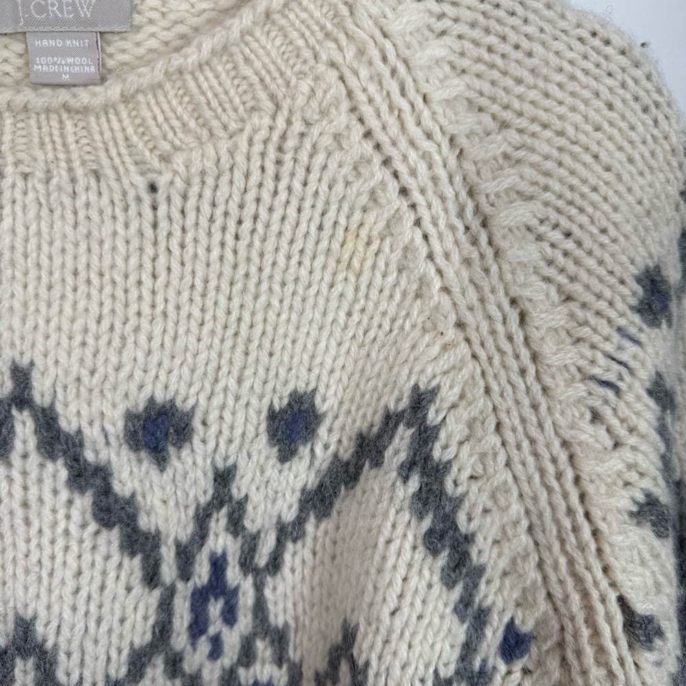 Vtg 90s J. Crew 100% Wool Fair Isle Knit Sweater sz medium classic vintage READ - Picture 3 of 8